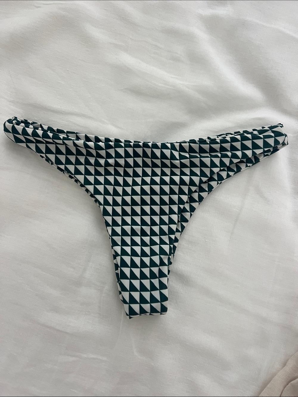 Mikoh Geometric Triangle Bikini Bottom - Green & White